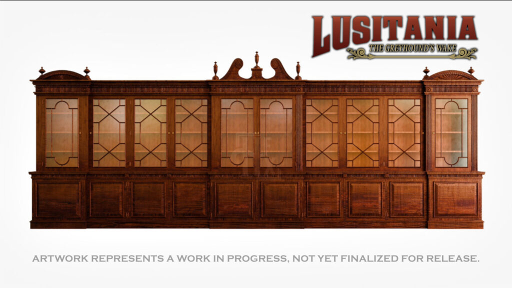 This image shows a bookcase from Lusitania.